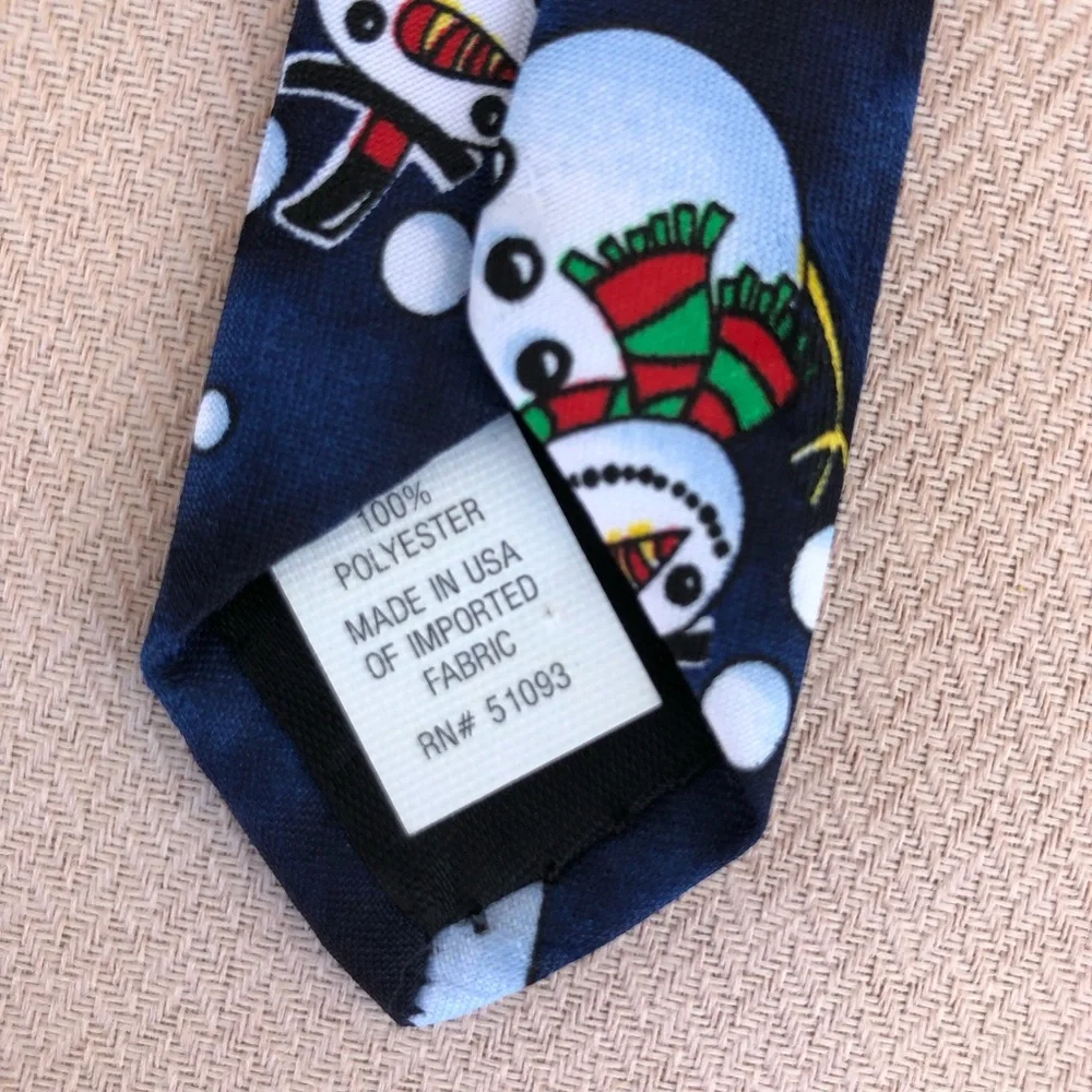 Hallmark Special Ties Made in Usa Navy, Black, Blue Snowman Holidays Necktie